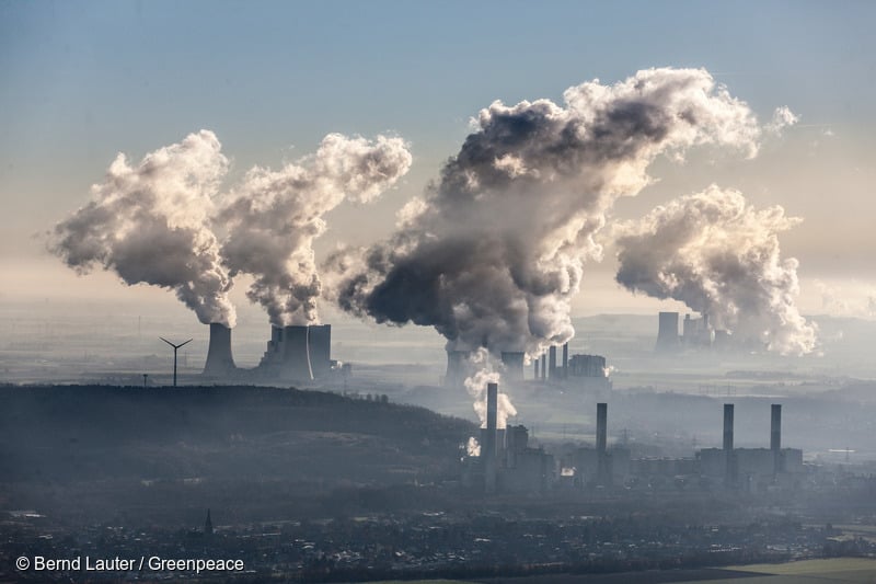 Aerial of Coal Fired Power Plants in Germany